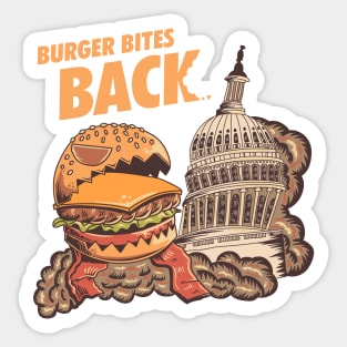 Burger Bites Back Funny Halloween Design (Light, Yellow Text) Sticker